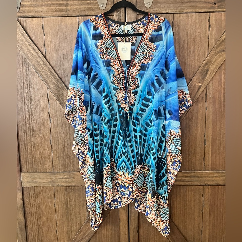 Blue Patterned Swim Coverup